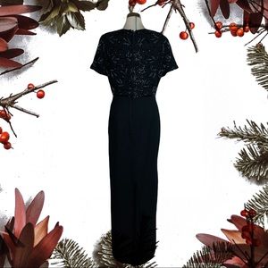 Lori Luxury. Black Maxi Embellished  beaded Cocktail  Dress Size M